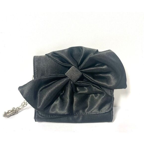 White House Black Market Small Satin Bow Wristlet Evening Bag Purse - Picture 1 of 3